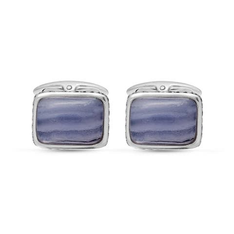Blue Lace Agate Sterling Silver Men Cufflinks