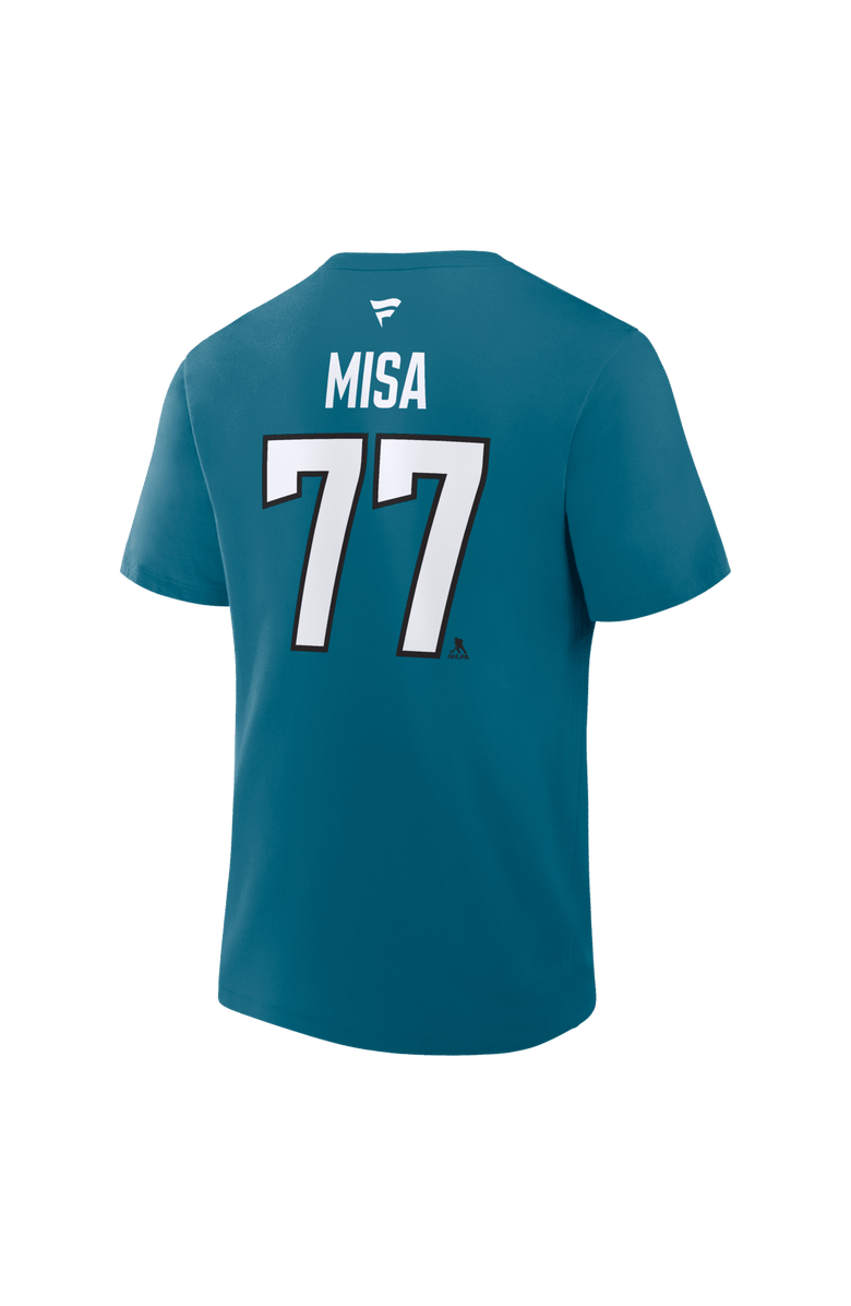 FANATICS Men's Fanatics Michael Misa Teal San Jose Sharks Authentic Stack Name & Number T-Shirt, Alternate, color, Teal