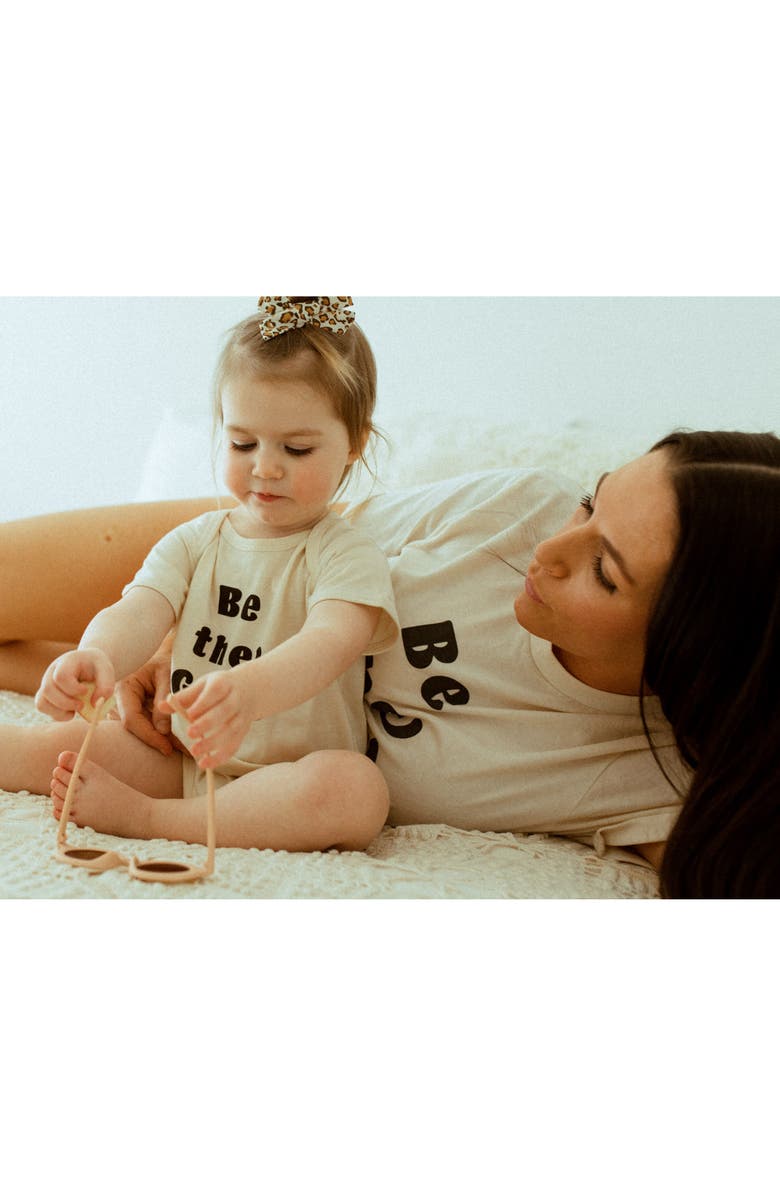 POLISHED PRINTS Be The Good Organic Cotton Bodysuit, Alternate, color, Natural