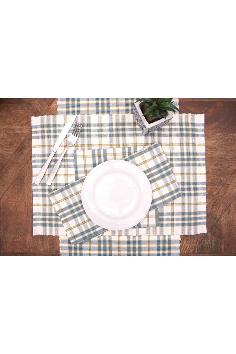 Simmons Plaid Table Thanksgiving Table Runner 13" x 72", Alternate, color, Blue