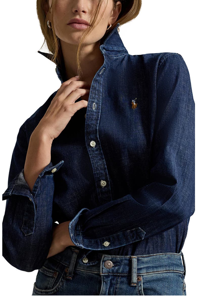 Long Sleeved Denim Shirt, Main, color, TOFTY WASH