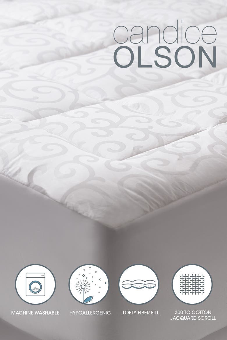 Climarest Candice Olson Twin Cotton Jacquard Waterproof Mattress Pad, Alternate, color, WHITE