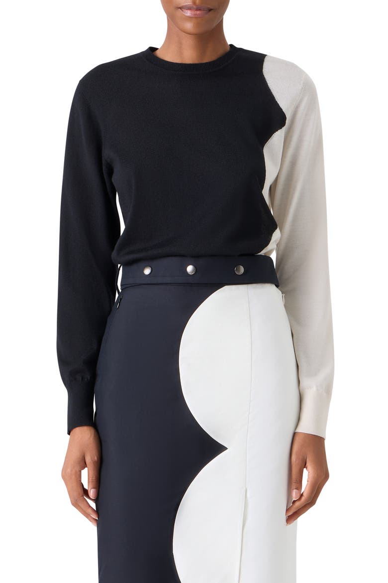 Cloud Cashmere & Silk Sweater, Main, color, BLACK- ECRU