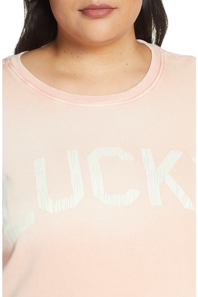 Lucky Logo Washed Sweatshirt, Alternate, color, LOBSTER BISQUE