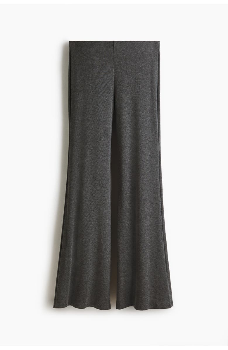 H&M Flared Fine-knit Trousers, Main, color, Dark Gray Melange