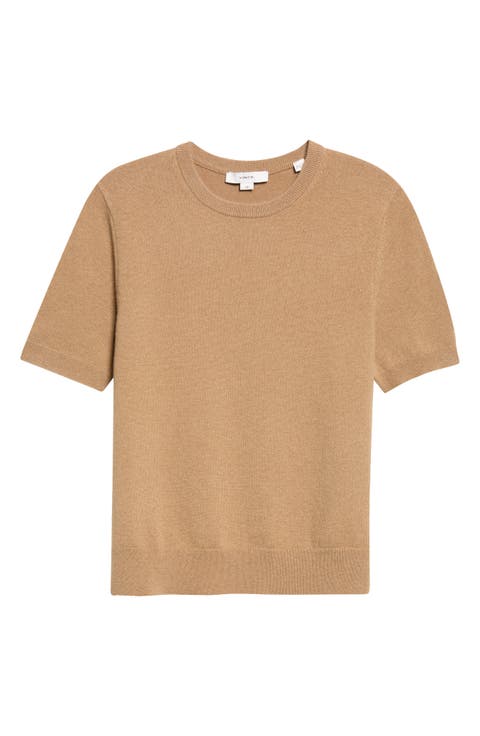 Short Sleeve Wool Blend Sweater
