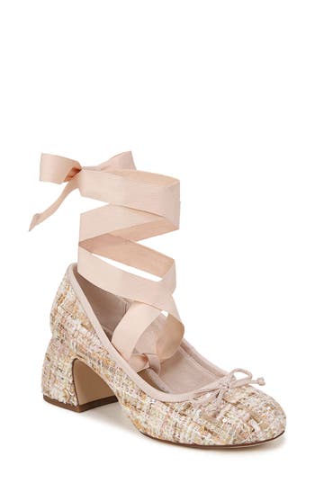 Circus Ny By Sam Edelman Della Lace-up Block-heel Ballet Pumps In Vanilla Bean Multi