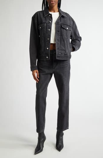 Oversize Logo Embossed Denim Trucker Jacket