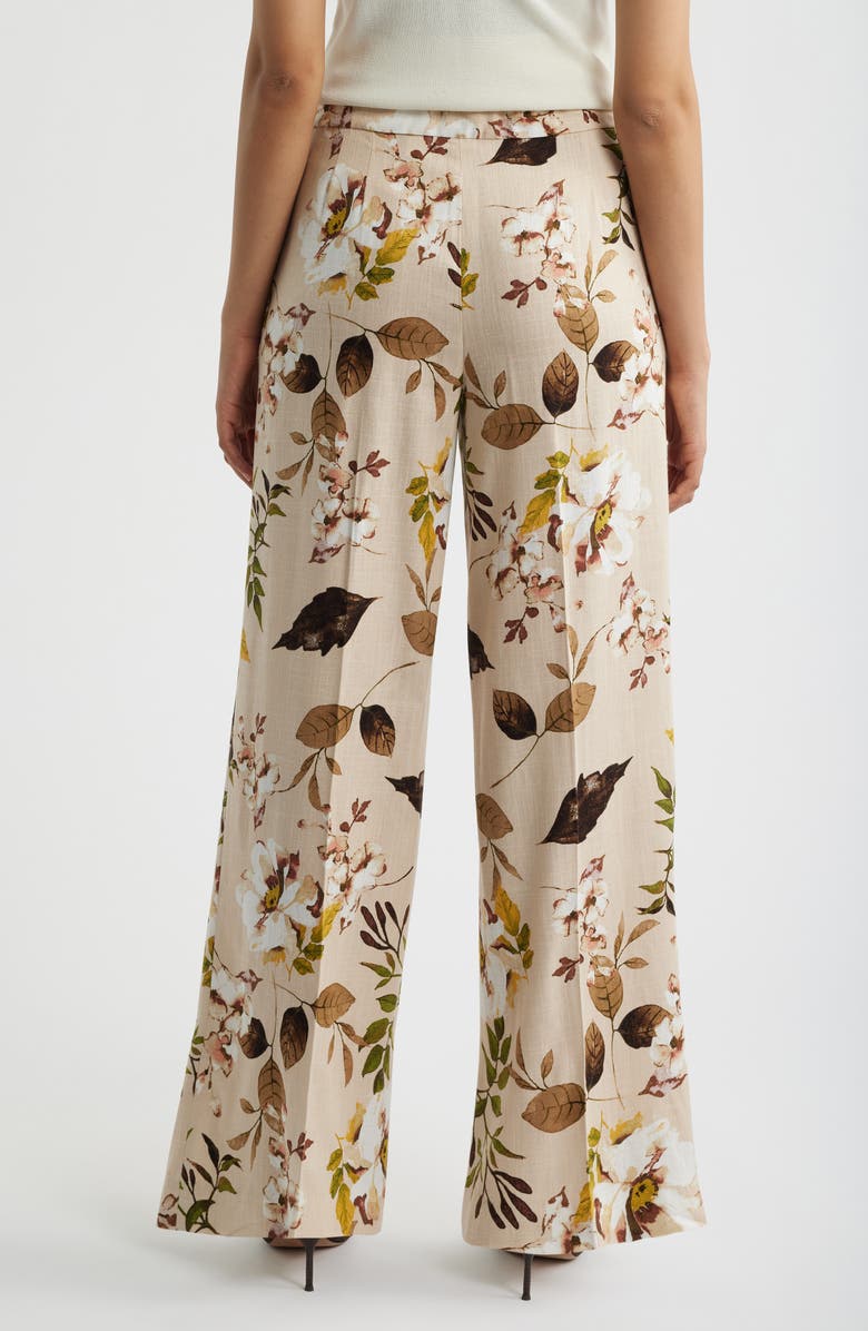 Tahari ASL Print Wide Leg Pants, Alternate, color, Sand Floral