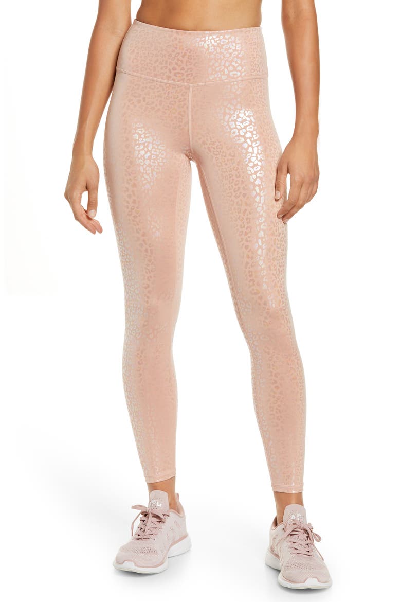 Active Iridescent High Waist Leggings, Main, color, BLUSH