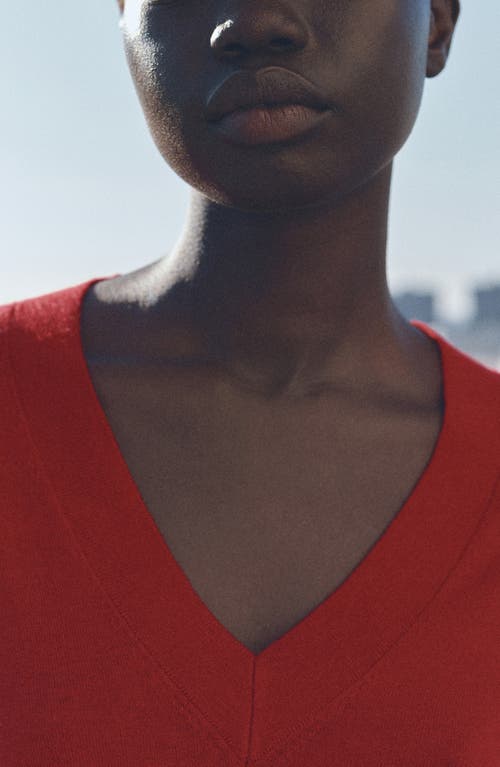 Mango Relaxed V-neck Sweater In Red