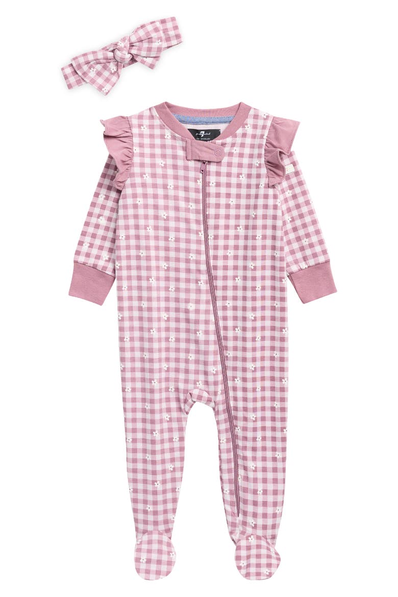 Footie & Headband Set, Main, color, MAUVE