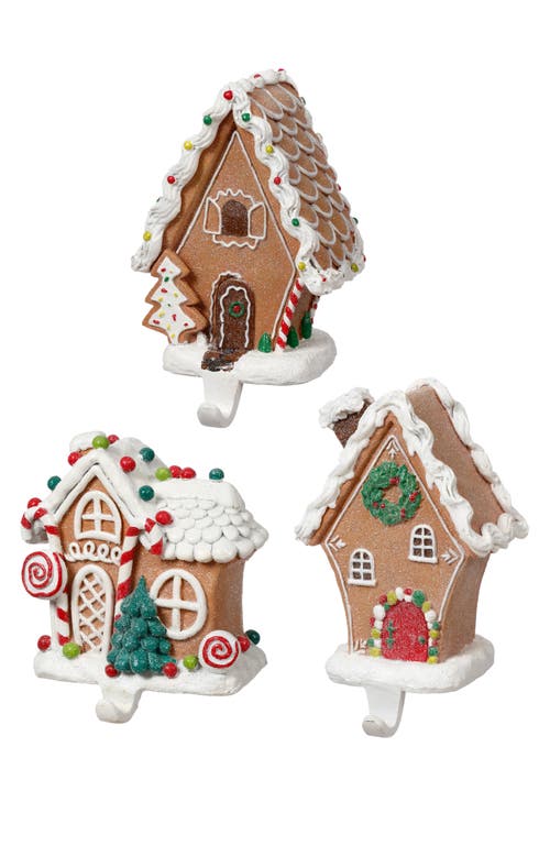 Mark Roberts Gingerbread House Stocking Holder, Set Of 3 In Multi