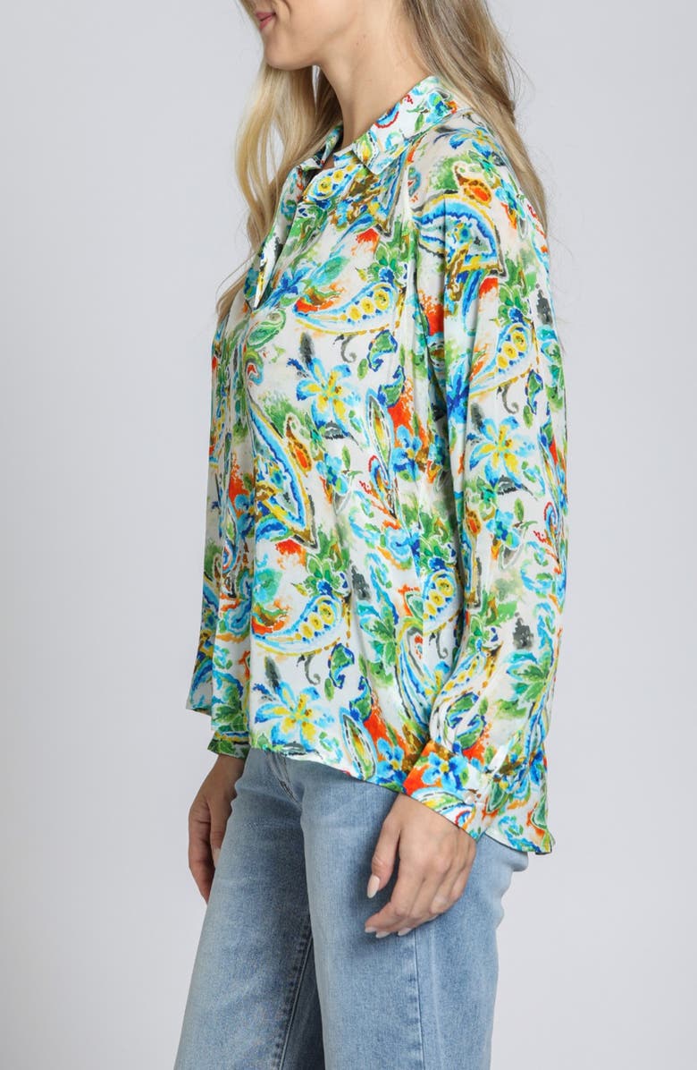 APNY Print Popover Top, Alternate, color, Green/ Blue Multi