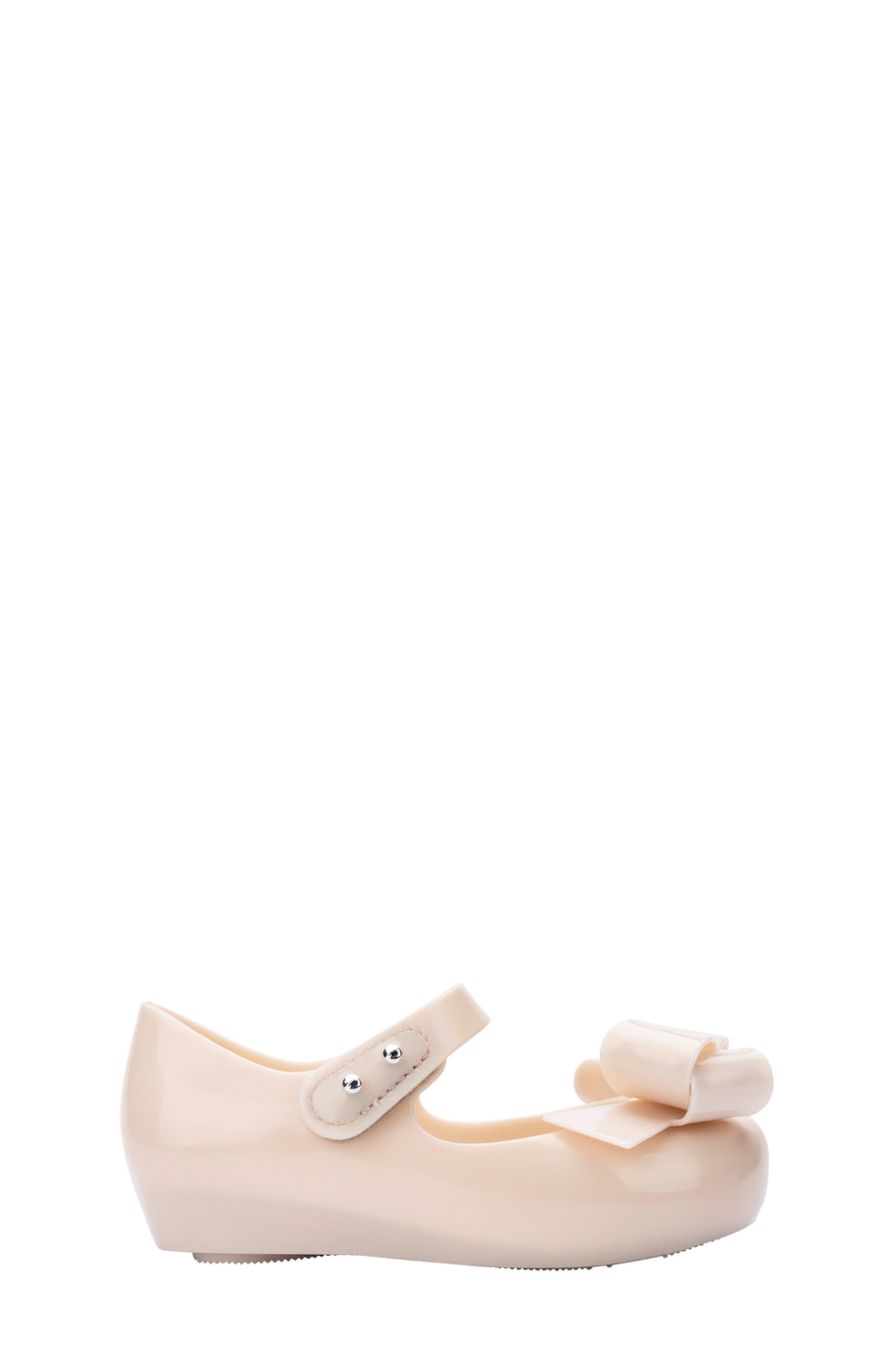 Mini Melissa Kids' Ultragirl Classy Bow Mary Jane Flat, Alternate, color, Beige