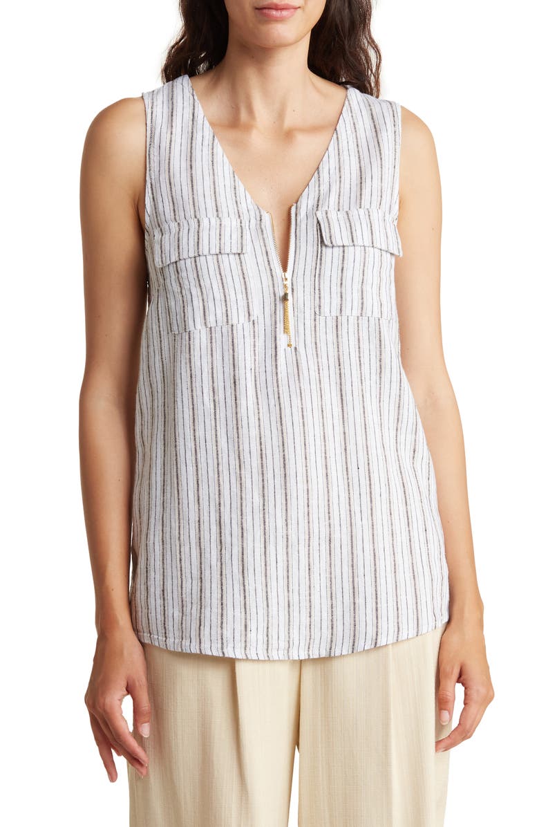 Ellen Tracy Sleeveless Zipper Detail Top, Main, color, 