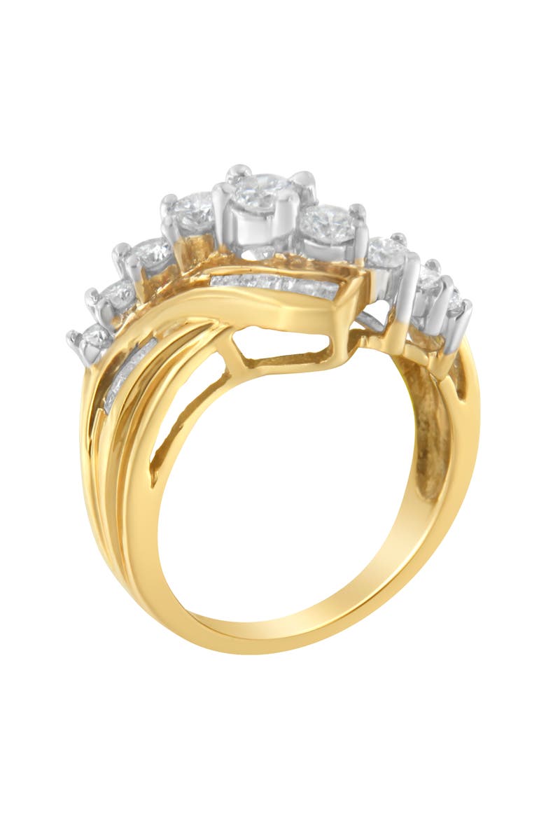 10K Two-Toned 1.0 Cttw Diamond Bypass Ring, Alternate, color, Yellow Gold
