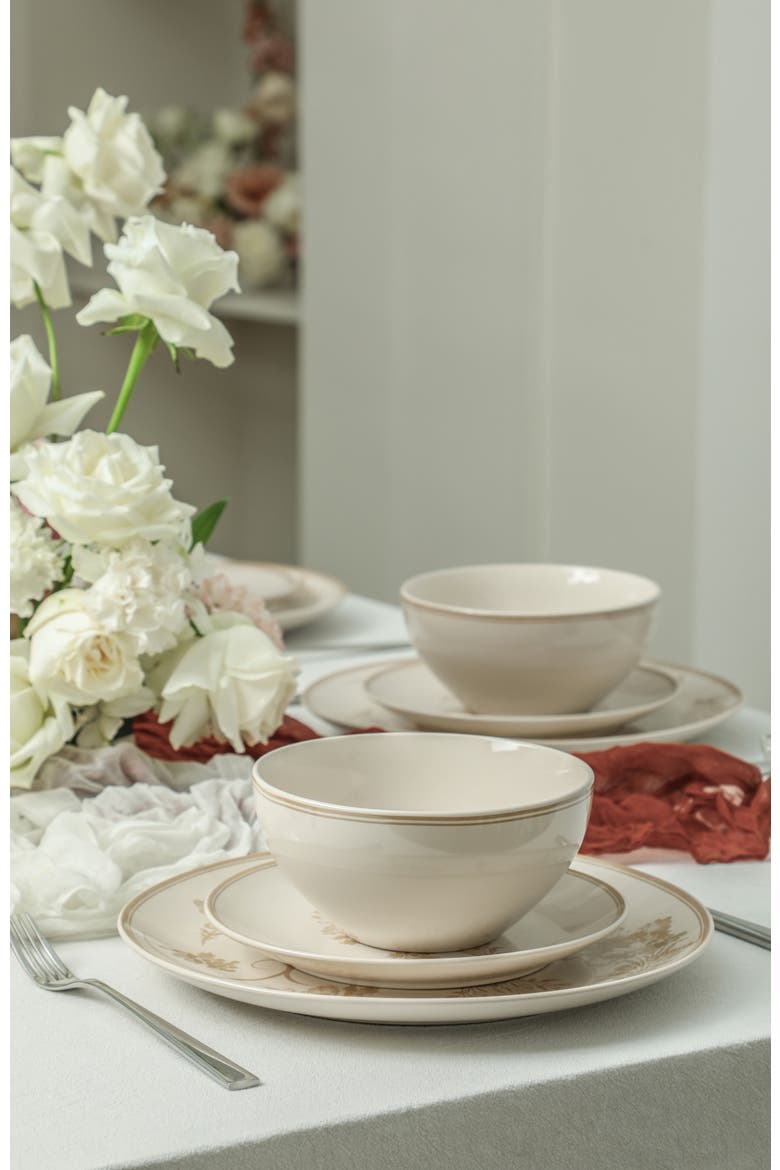 Opal Stoneware 12-Piece Dinnerware Set, Alternate, color, Beige