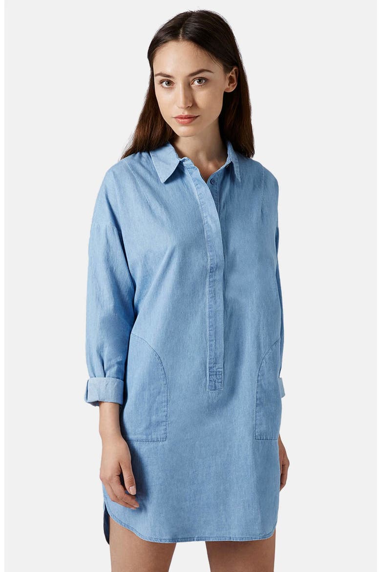 Chambray Shirtdress, Main, color, LIGHT DENIM