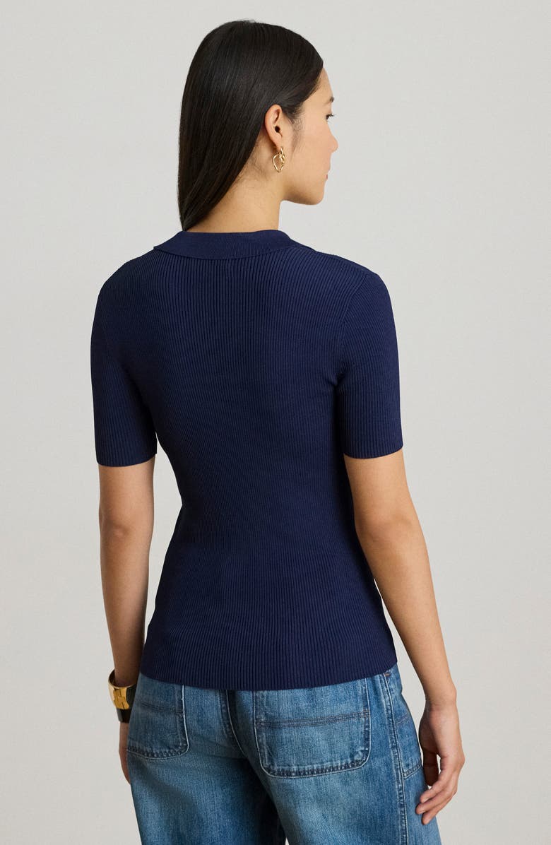Lauren Ralph Lauren Rib Knit Polo Sweater, Alternate, color, Refined Navy Blue