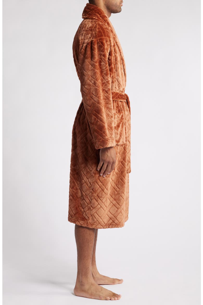 Crossroads Basket Weave Fleece Robe, Alternate, color, SIENNA