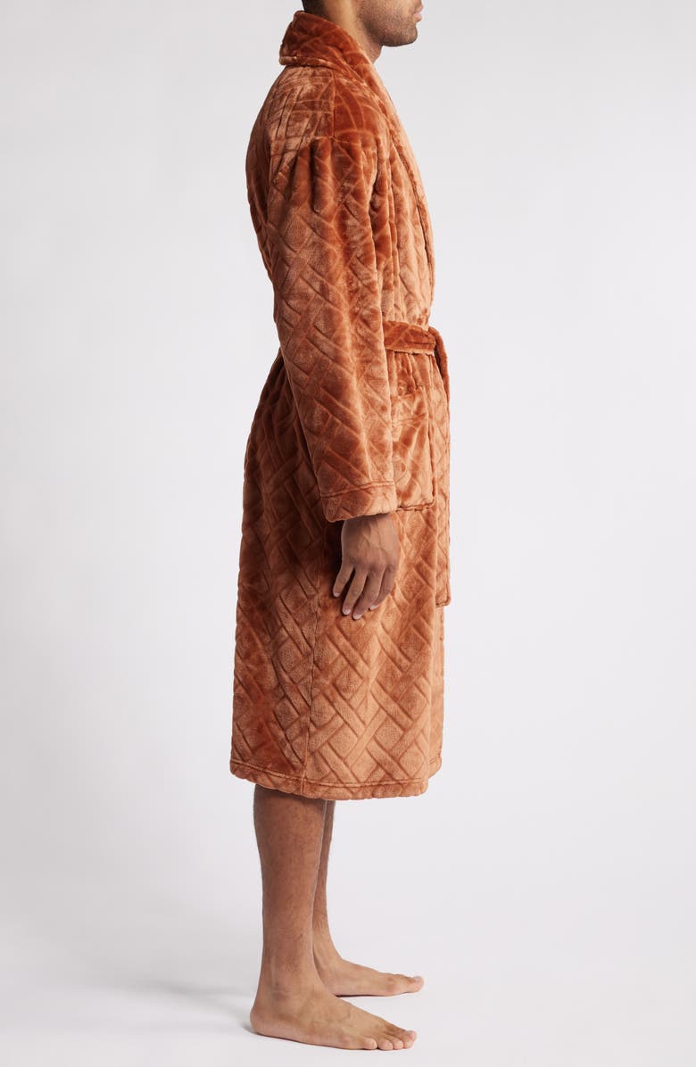 Majestic International Crossroads Basket Weave Fleece Robe, Alternate, color, Sienna