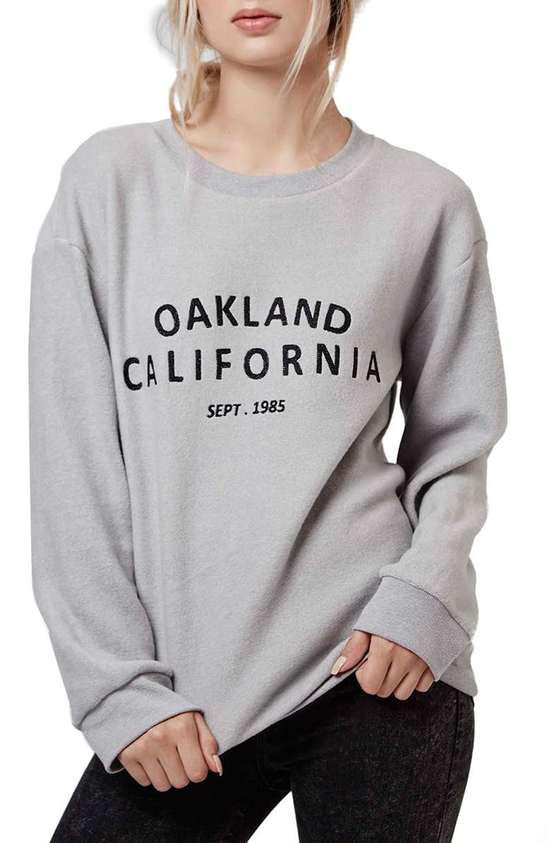 Topshop 'Oakland' Crewneck Sweatshirt, Main, color, 