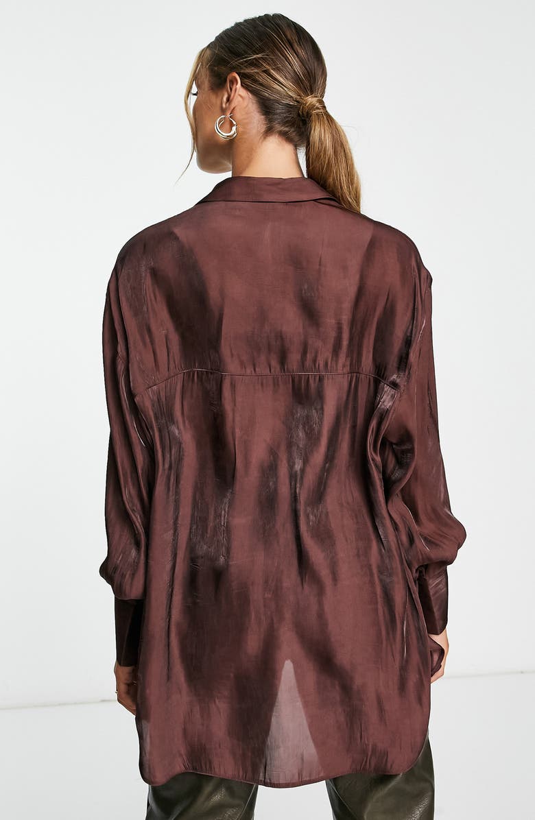 ASOS DESIGN Oversize Metallic Button-Up Shirt, Alternate, color,