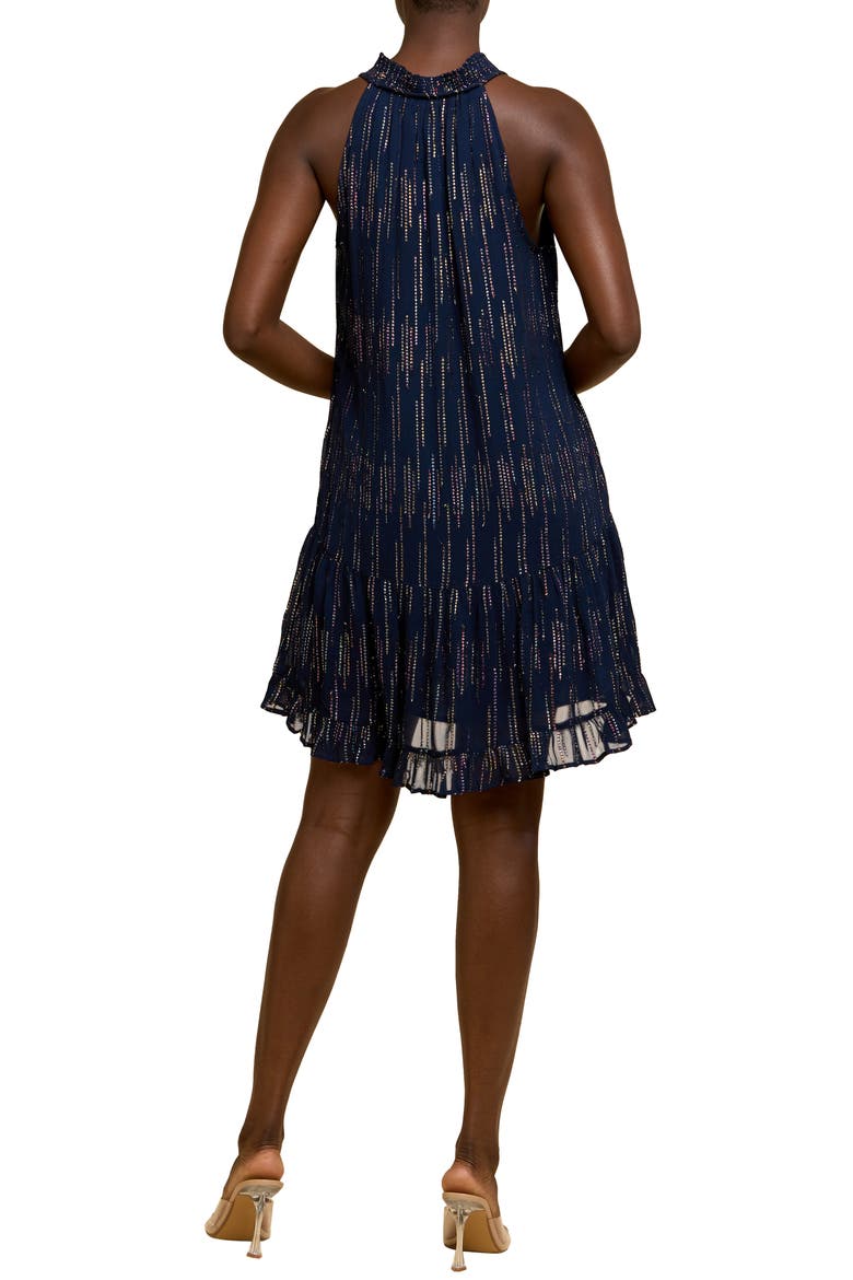 Deirdre Metallic Print Minidress, Alternate, color, NAVY