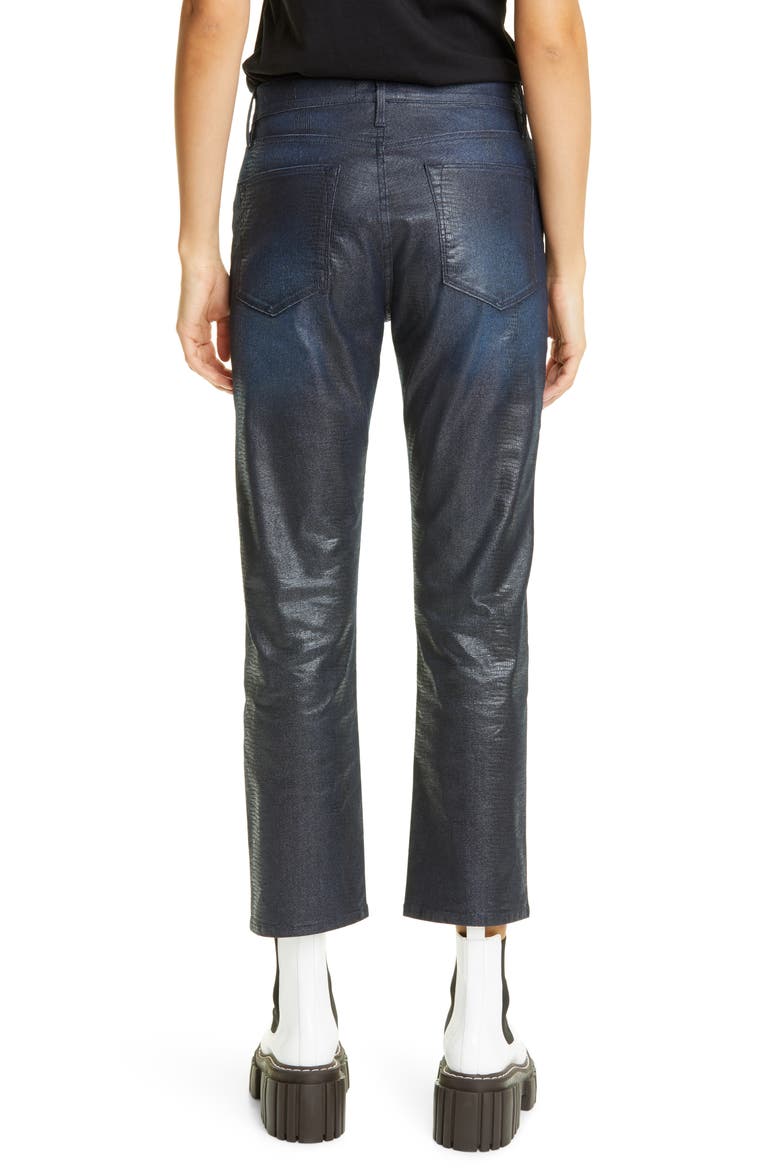 Le High Lizard Coated Straight Leg Jeans, Alternate, color, INDIGO LIZARD
