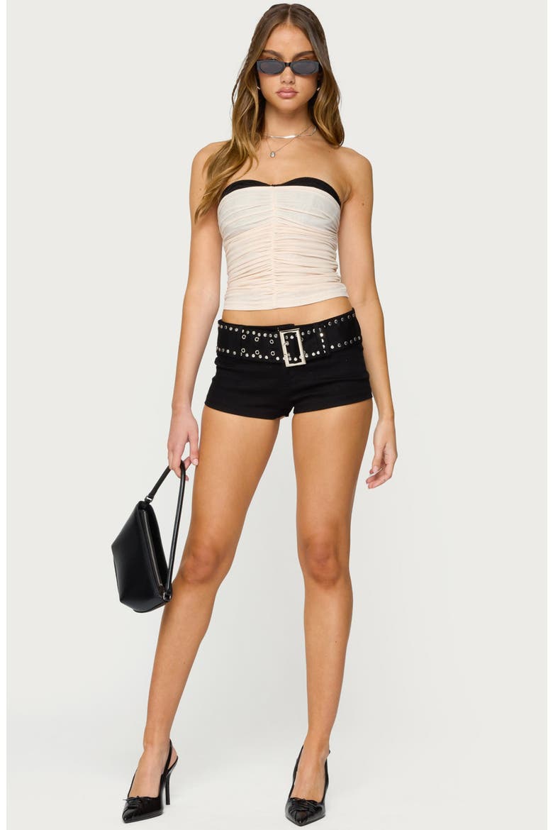 Ruched Mesh Bra Top, Alternate, color, CREAM