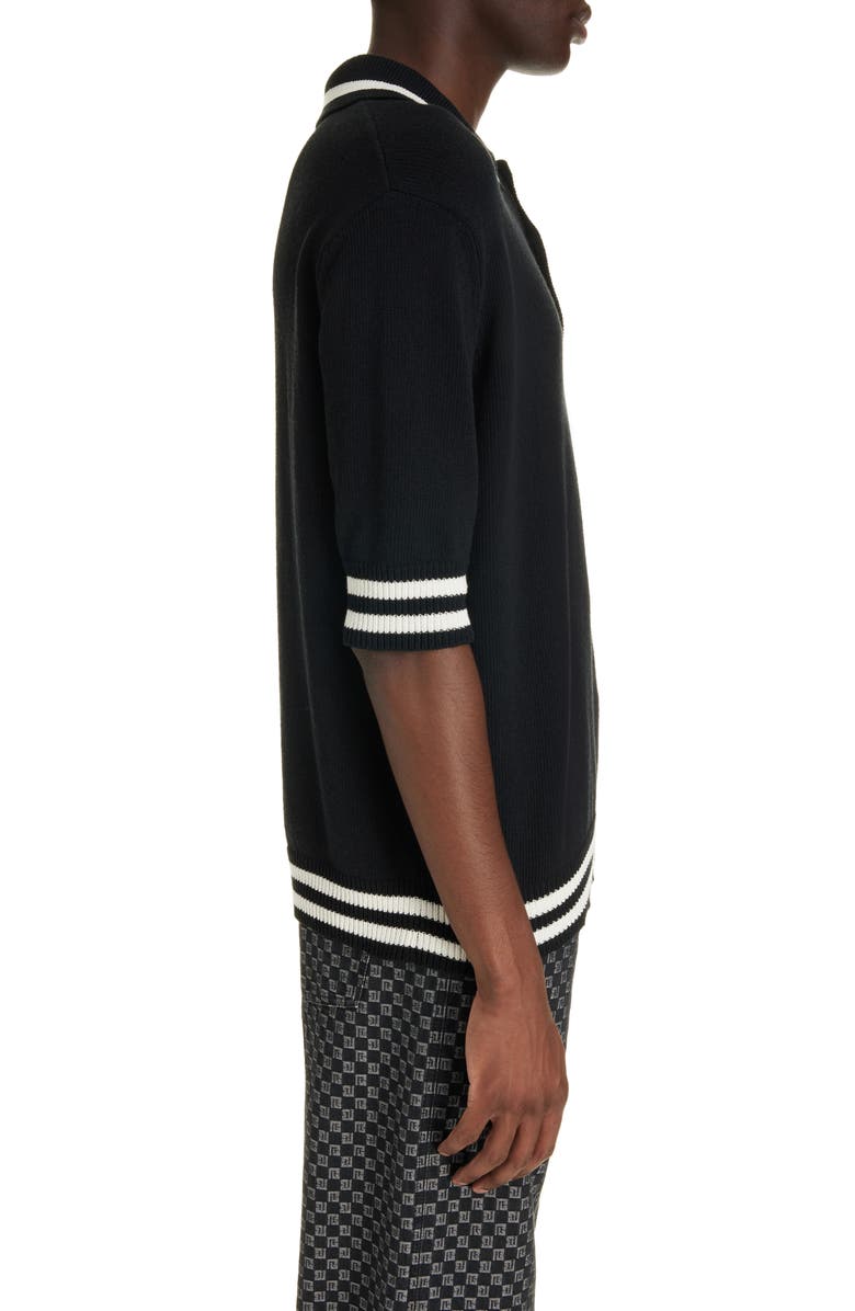 Balmain Signature Logo Cotton Blend Polo, Alternate, color, 