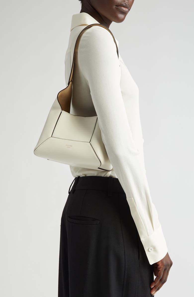 Jimmy Choo Small Diamond Leather Hobo Bag, Alternate, color, Latte/ Gold