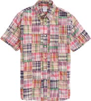 Brooks Brothers Regent Fit Plaid Patchwork Short Sleeve Madras Button-Down Shirt