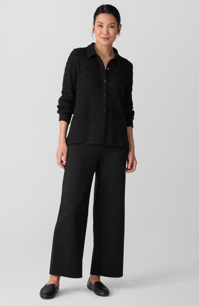 Eileen Fisher Texture Organic Cotton Blend Button-Up Shirt, Alternate, color, Black