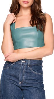 Susana Monaco Faux Leather Crop Tank