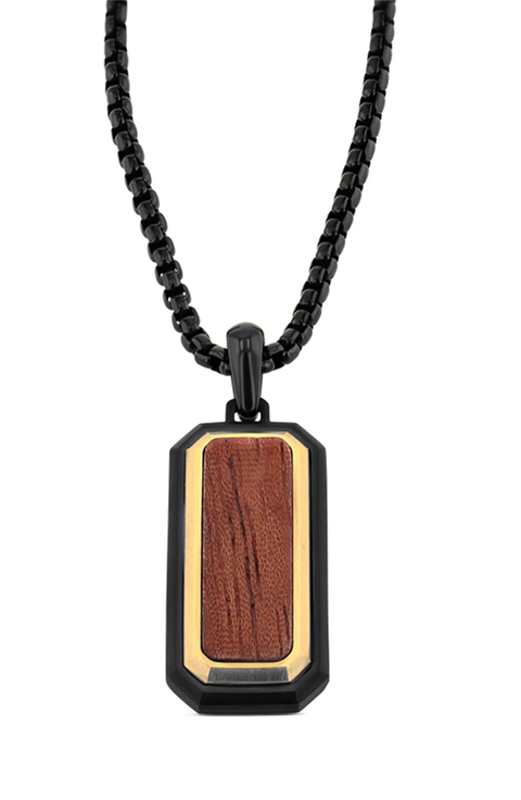 Bubinga Wood Stainless Steel Pendant