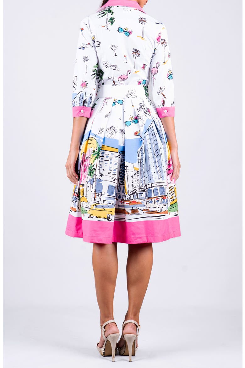 Monaco Belted Shirtdress, Alternate, color, White Pink