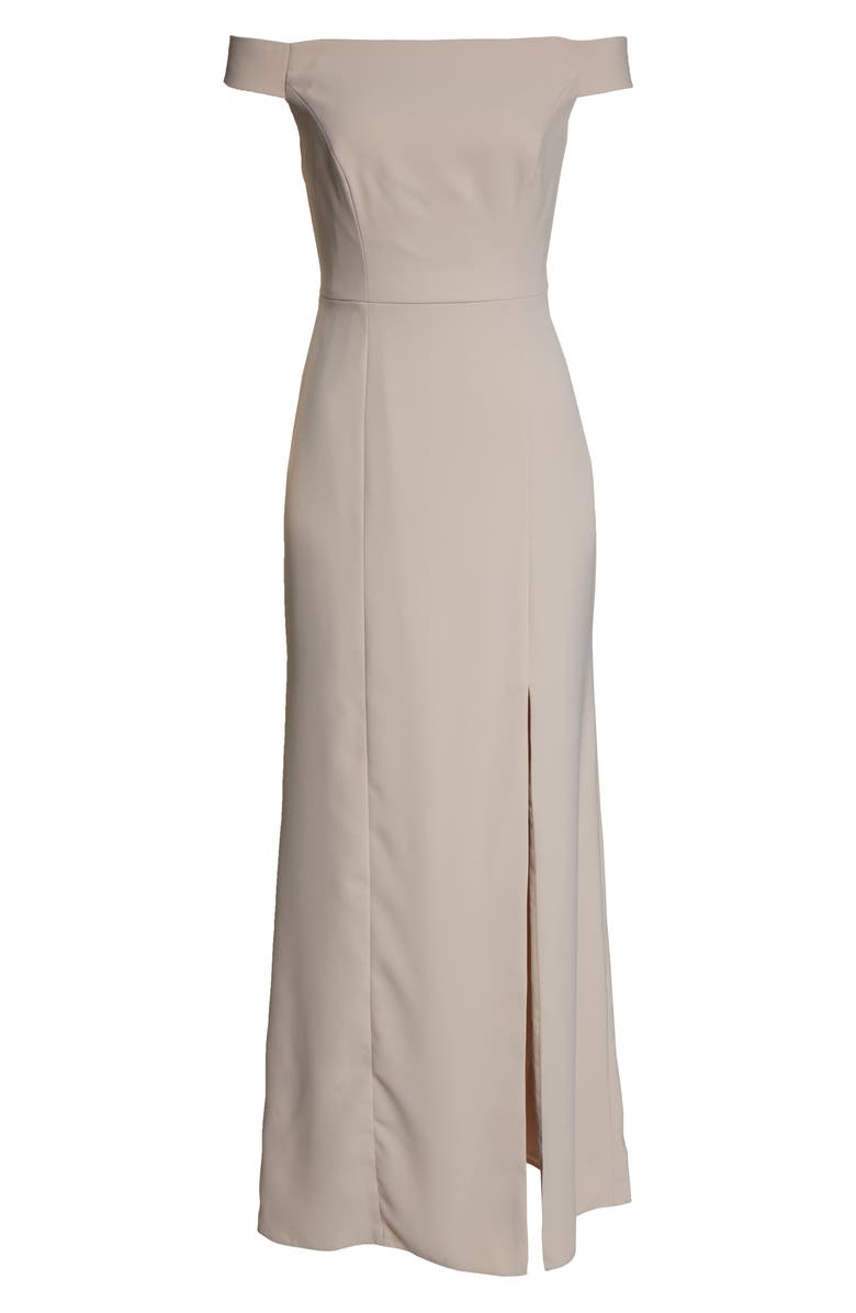 Dessy Collection Off the Shoulder Bow Back Evening Dress, Alternate, color, 