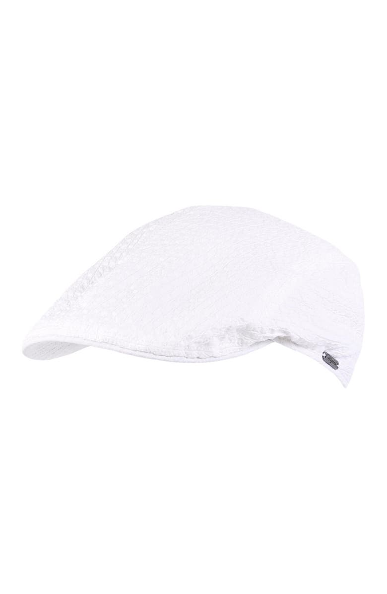 Wigens Men's Seersucker Ivy Modern Cap, Main, color, White