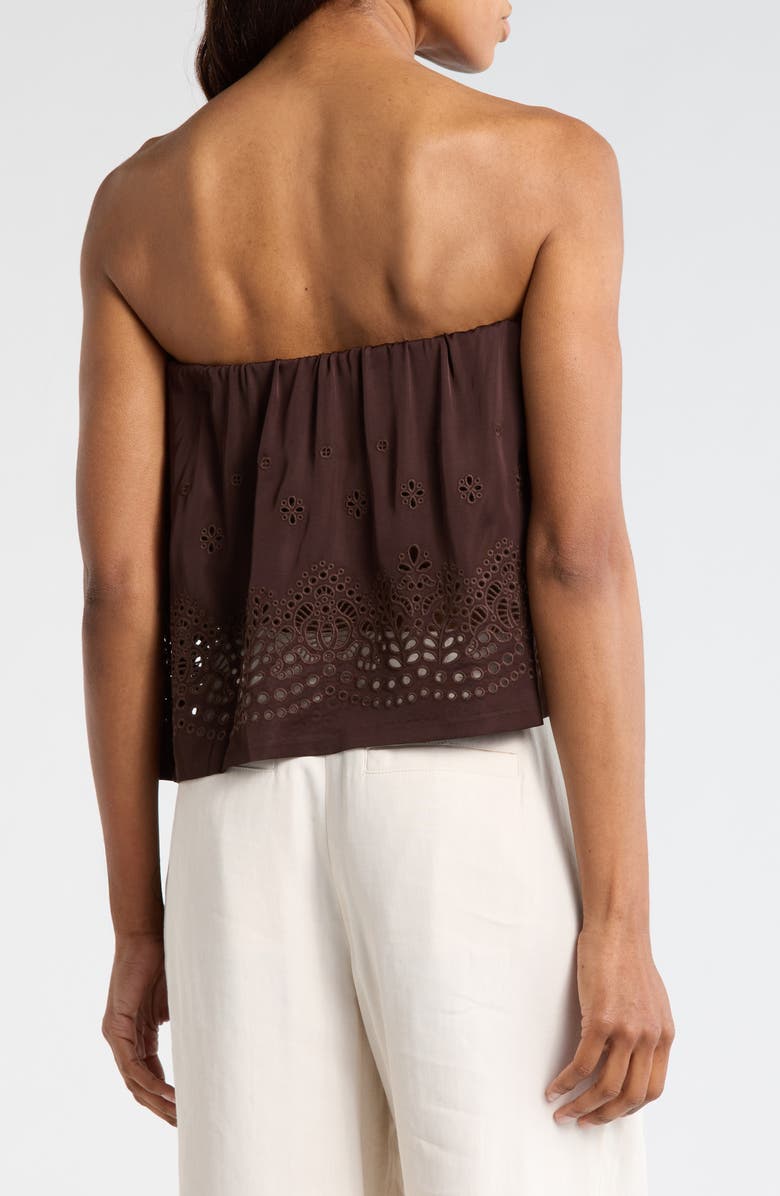 A.L.C. Dalia Eyelet Strapless Top, Alternate, color, Ganache