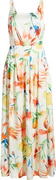 CIEBON Juno Floral Print Midi Dress