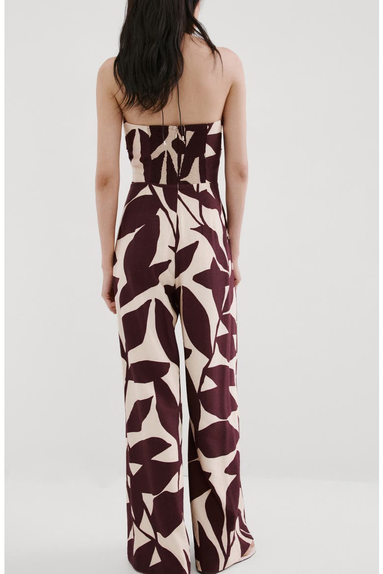 Print Strapless Wide Leg Jumpsuit, Alternate, color, ECRU