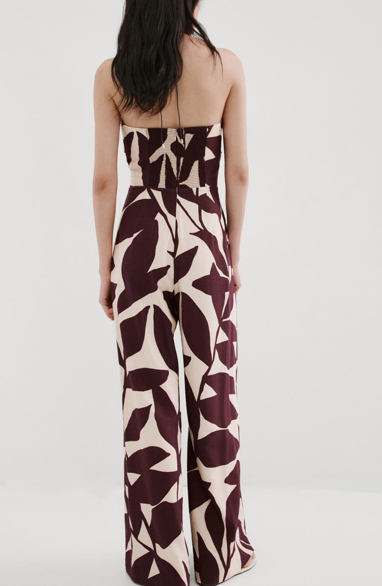 MANGO Print Strapless Wide Leg Jumpsuit, Alternate, color, 