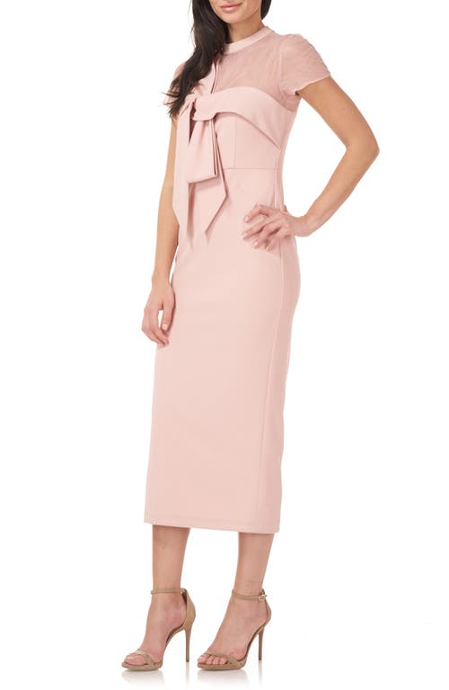 Js Collections Roselle Bow Detail Cocktail Midi Dress In Blush