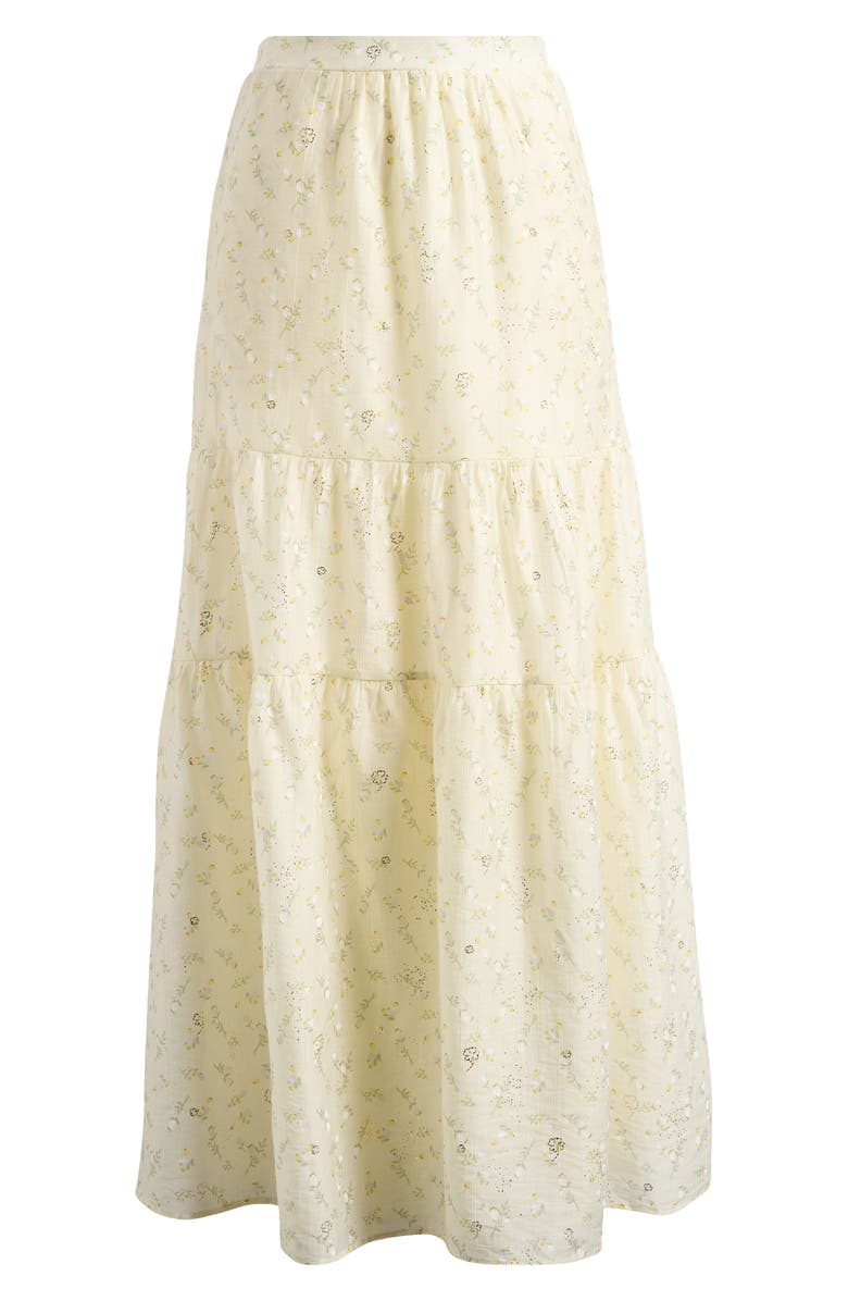 Bobeau Tiered Maxi Skirt, Alternate, color, Yellow/ Sage Floral