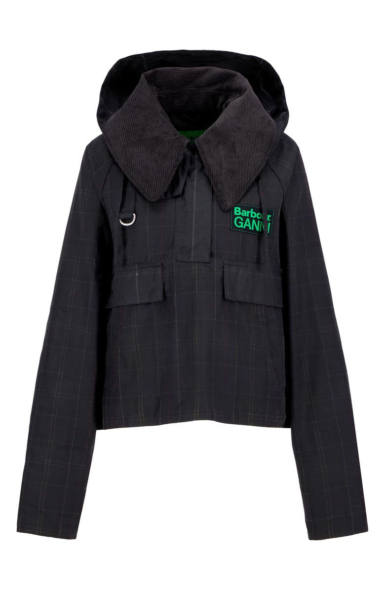 Barbour x Ganni Tartan Waxed Anorak with Removable Hood, Alternate, color,