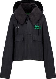 Barbour x Ganni Tartan Waxed Anorak with Removable Hood