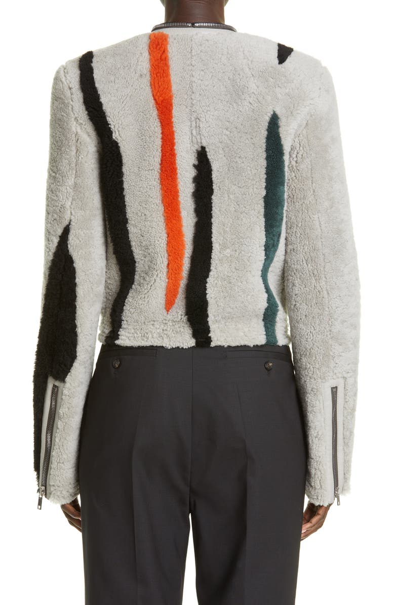 Rick Owens Stripe Genuine Shearling Jacket, Alternate, color, 