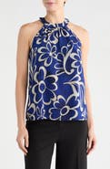Catherine Malandrino Floral Halter Neck Chiffon Top
